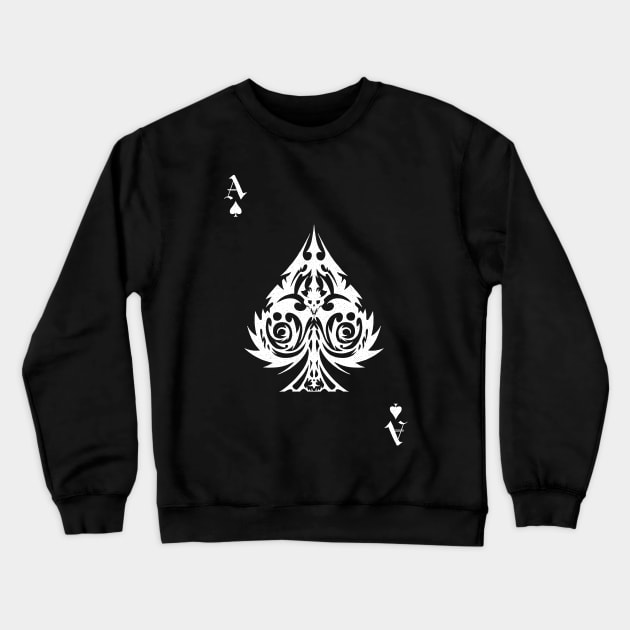 Ace Of Spades, white ink Crewneck Sweatshirt by Krobilad